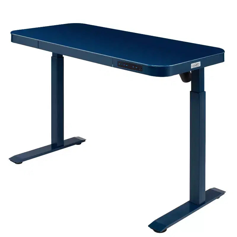 Bureau assis-debout réglable en hauteur avec plateau en verre trempé de 48 po, ports USB et tiroir