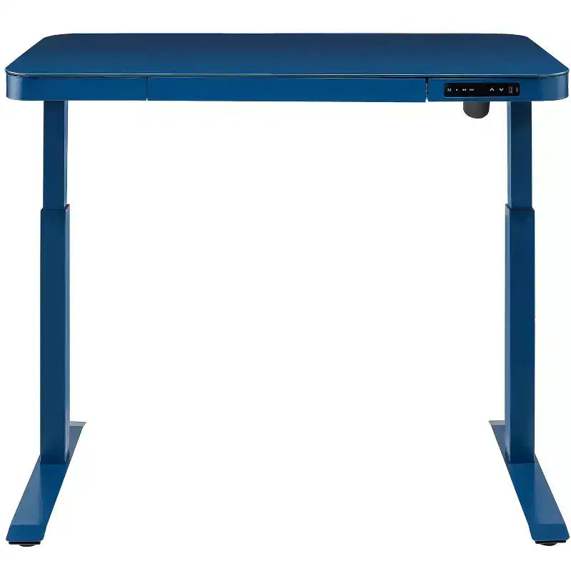 Bureau assis-debout réglable en hauteur avec plateau en verre trempé de 48 po, ports USB et tiroir