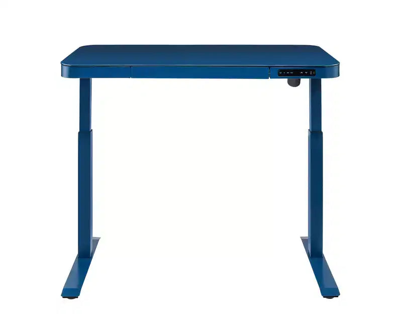Bureau assis-debout réglable en hauteur avec plateau en verre trempé de 48 po, ports USB et tiroir
