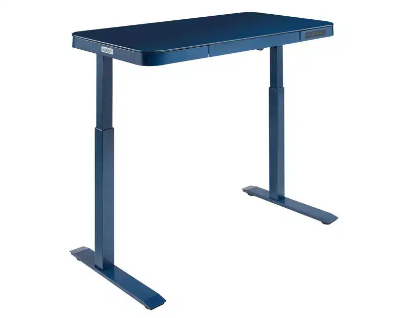 Bureau assis-debout réglable en hauteur avec plateau en verre trempé de 48 po, ports USB et tiroir