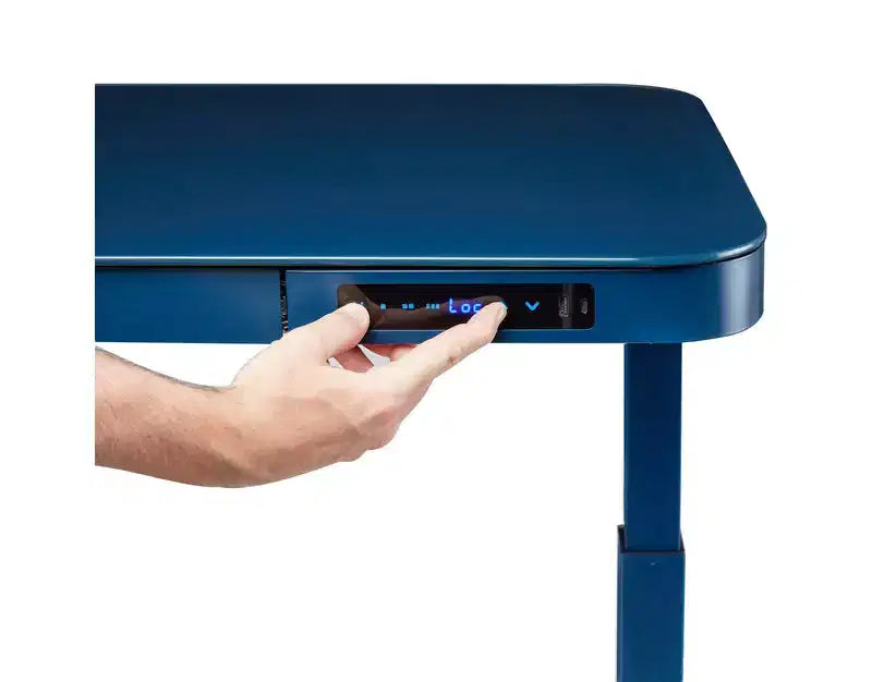 Bureau assis-debout réglable en hauteur avec plateau en verre trempé de 48 po, ports USB et tiroir
