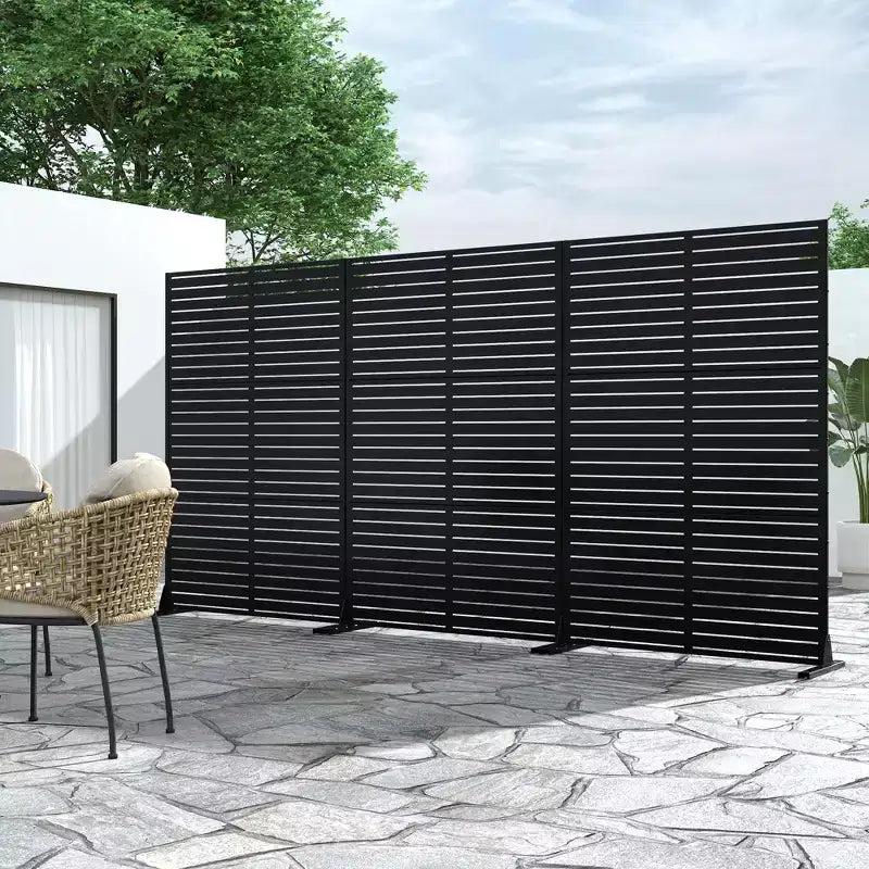 Paravent Louver Noir en Acier Galvanisé Classique | 183H x 120L x 40P cm