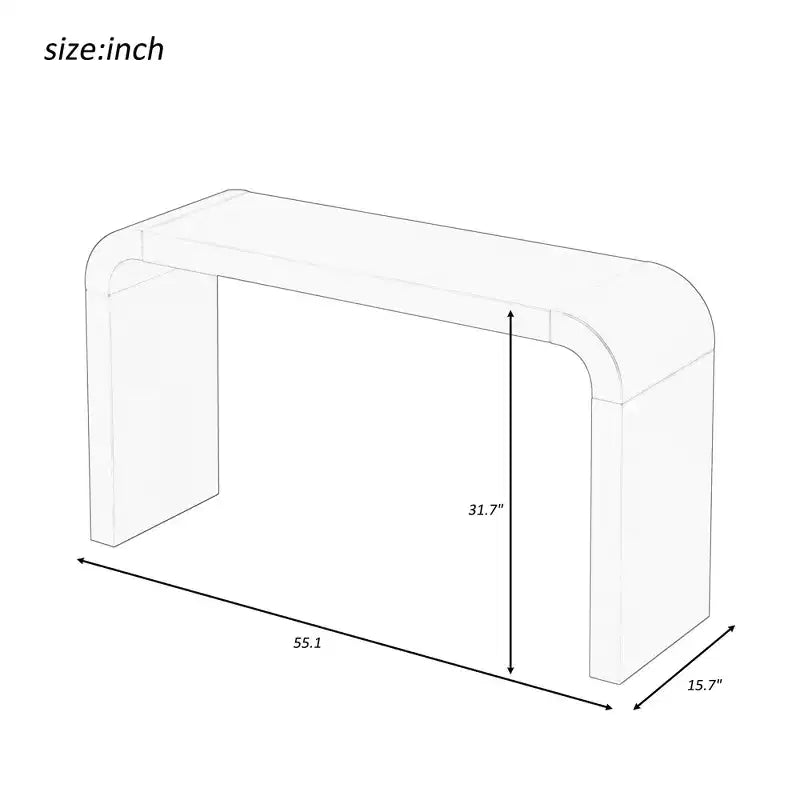 55.1W Table Console Minimaliste de Style Américain, Table d'Entrée Étroite et Élégante, Table Basse en Placage d'Acacia