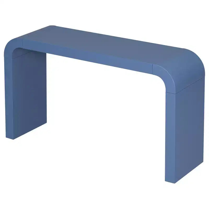 55.1W Table Console Minimaliste de Style Américain, Table d'Entrée Étroite et Élégante, Table Basse en Placage d'Acacia
