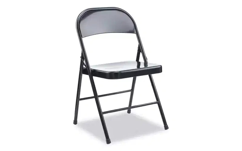 Alera Armless Steel Folding Chair, Supports Up to 275 lb, Black Seat, Black Back, Black Base, 4/Carton