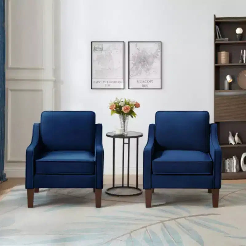 Fauteuil de salon douillet : Velours bleu marine, moderne