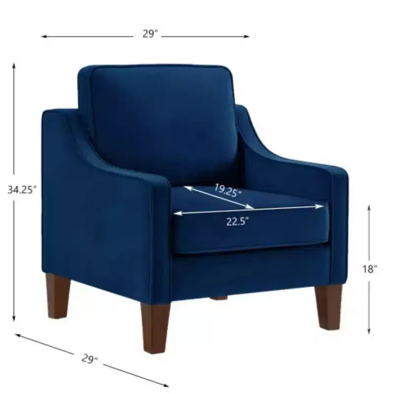 Fauteuil de salon douillet : Velours bleu marine, moderne