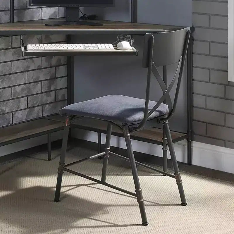 Chaise sans accoudoirs Simple Relax en tissu chêne antique et gris sable