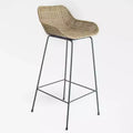 texxture 2 Pack Ormond Woven Rattan Bar Stools, Indoor Outdoor Dining or Kitchen Furniture for Table or Porch with Metal Legs, Natural