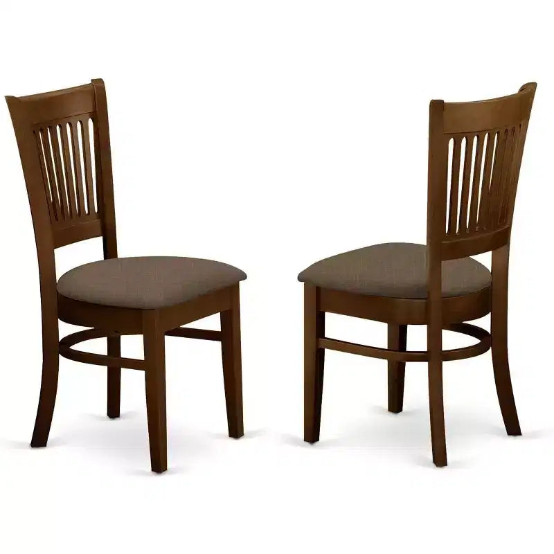 Chaises de salle à manger African Artifacts lot de 2 - Assise en tissu lin et dossier à lattes