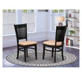 HomeStock African Artifacts Dining Chairs 2-Piece Set- Linen Fabric Seat And Slatted Back
