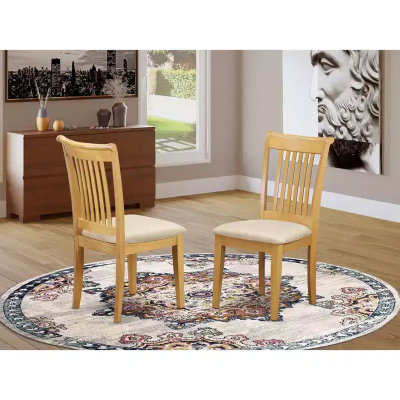 Chaise de salle à manger rustique en bois à lattes avec siège rembourré - Lot de 2