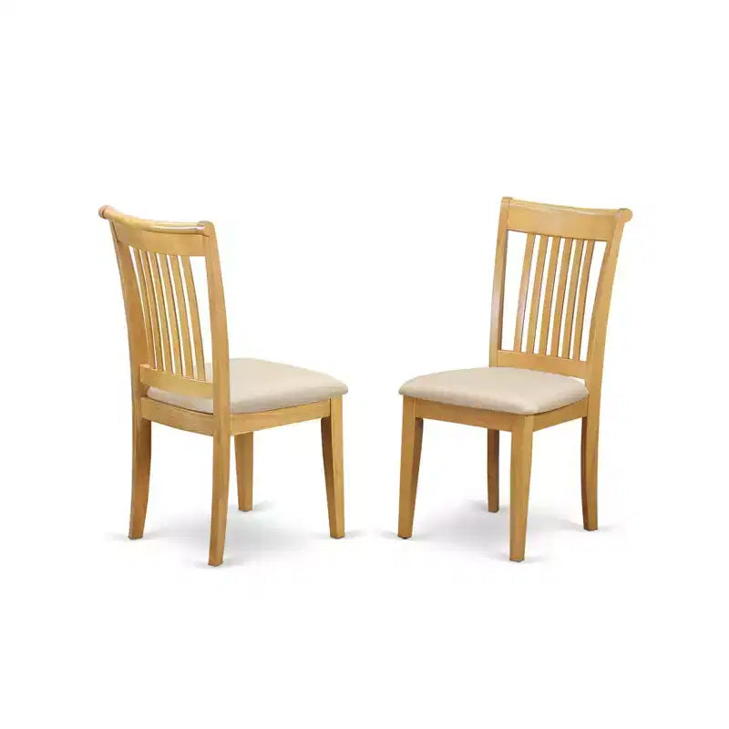 Chaise de salle à manger rustique en bois à lattes avec siège rembourré - Lot de 2