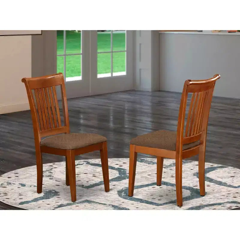 Chaise de salle à manger rustique en bois à lattes avec siège rembourré - Lot de 2