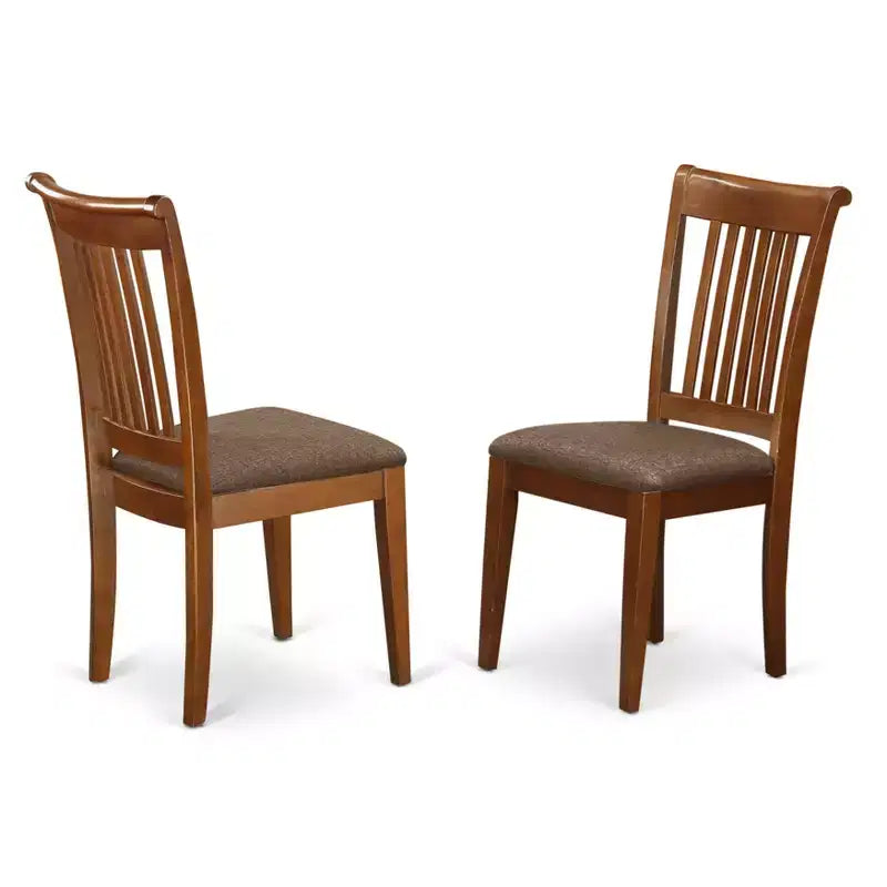 Chaise de salle à manger rustique en bois à lattes avec siège rembourré - Lot de 2