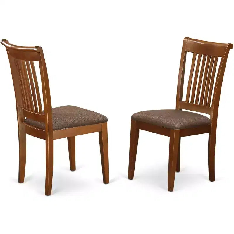 Chaise de salle à manger rustique en bois à lattes avec siège rembourré - Lot de 2