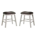 Simple Relax Set of 2 Upholstered Counter Height Stools in Off-White and Dark Gray