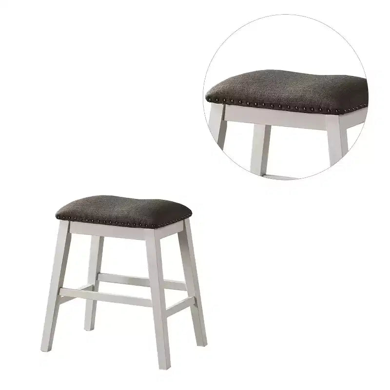 Lot de 2 tabourets de comptoir rembourrés, blanc cassé et gris foncé