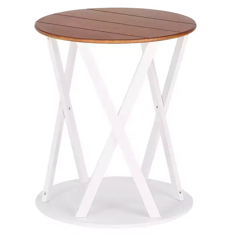 Table d'appoint rustique ronde bicolore 19 diam. x 21,5 H -