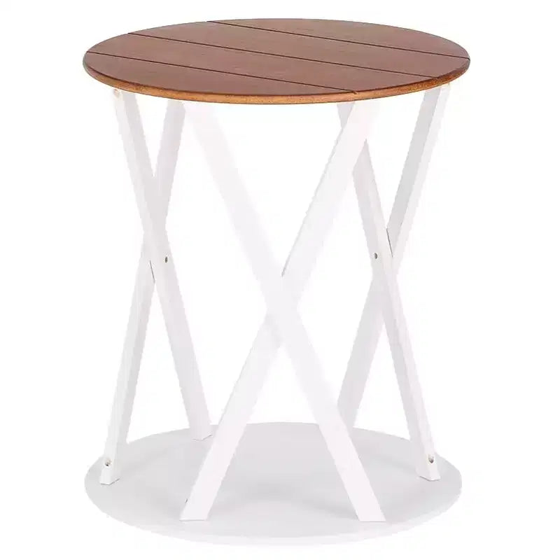 Table d'appoint rustique ronde bicolore 19 diam. x 21,5 H -