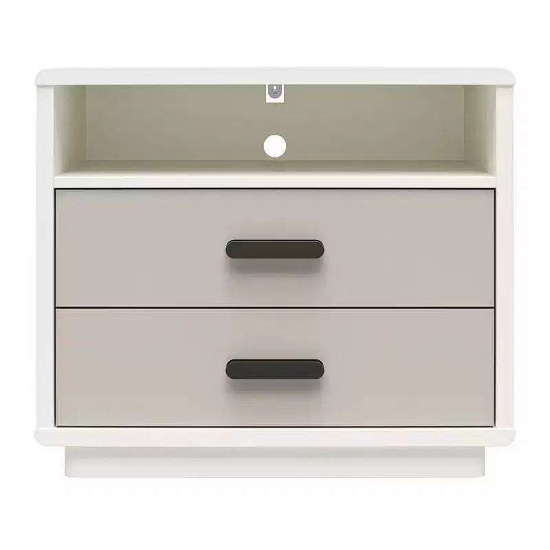CosmoLiving by Cosmopolitan Valencia 2-Drawer Nightstand, Taupe and White
