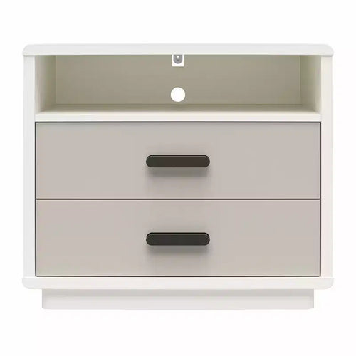 CosmoLiving by Cosmopolitan Valencia 2-Drawer Nightstand, Taupe and White