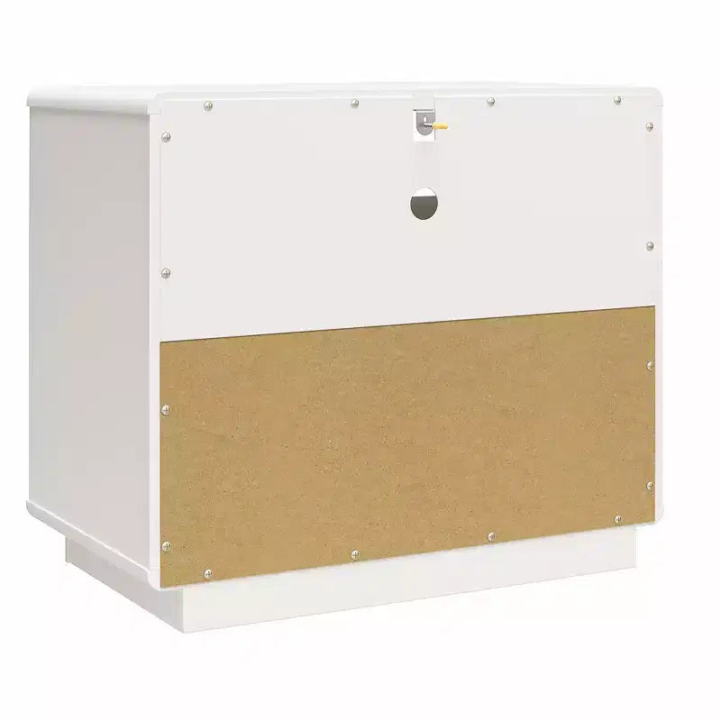 Table de chevet à 2 tiroirs, taupe et blanc