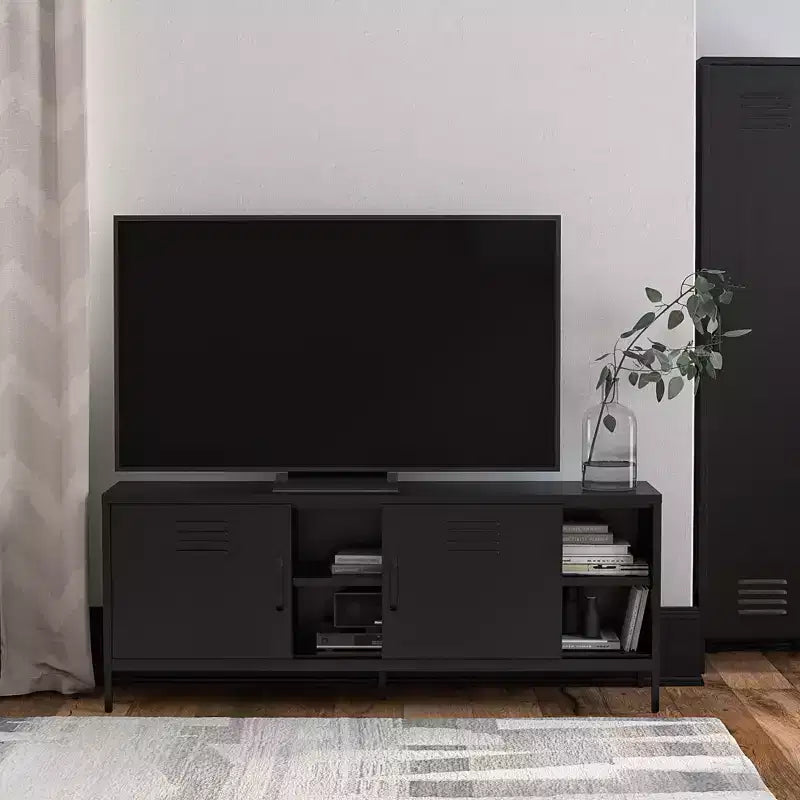 Meuble TV en métal style casier pour téléviseurs jusqu'à 65 pouces