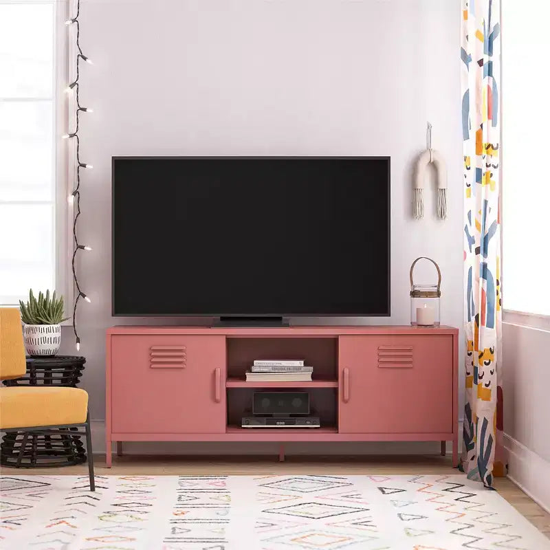 Meuble TV en métal style casier pour téléviseurs jusqu'à 65 pouces