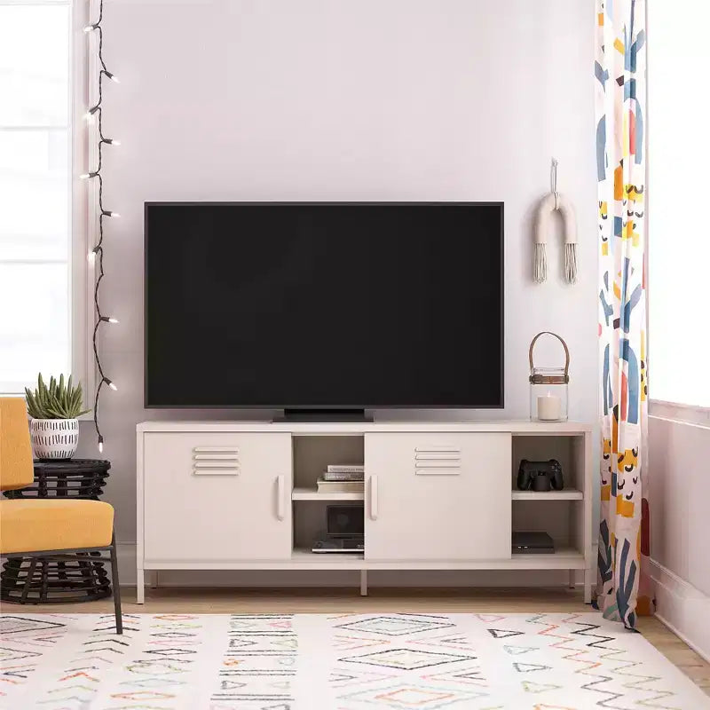 Meuble TV en métal style casier pour téléviseurs jusqu'à 65 pouces