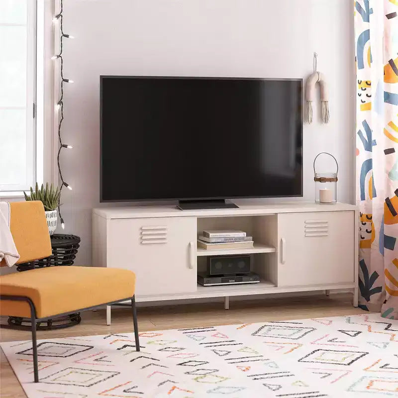 Meuble TV en métal style casier pour téléviseurs jusqu'à 65 pouces