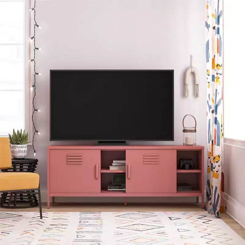 Meuble TV en métal style casier pour téléviseurs jusqu'à 65 pouces