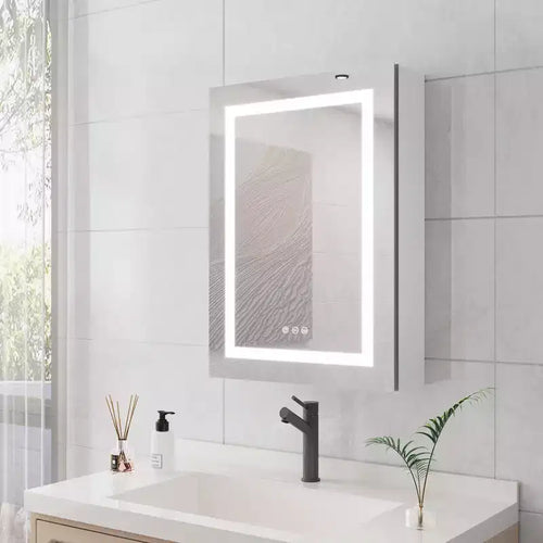 28x20 inch Bathroom Medicine Cabinet with Mirror Wall Mounted LED Bathroom Mirror Cabinet with Lights