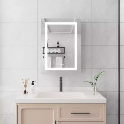 Armoire à pharmacie de salle de bain 28x20 pouces avec miroir Armoire de salle de bain murale à LED avec lumières