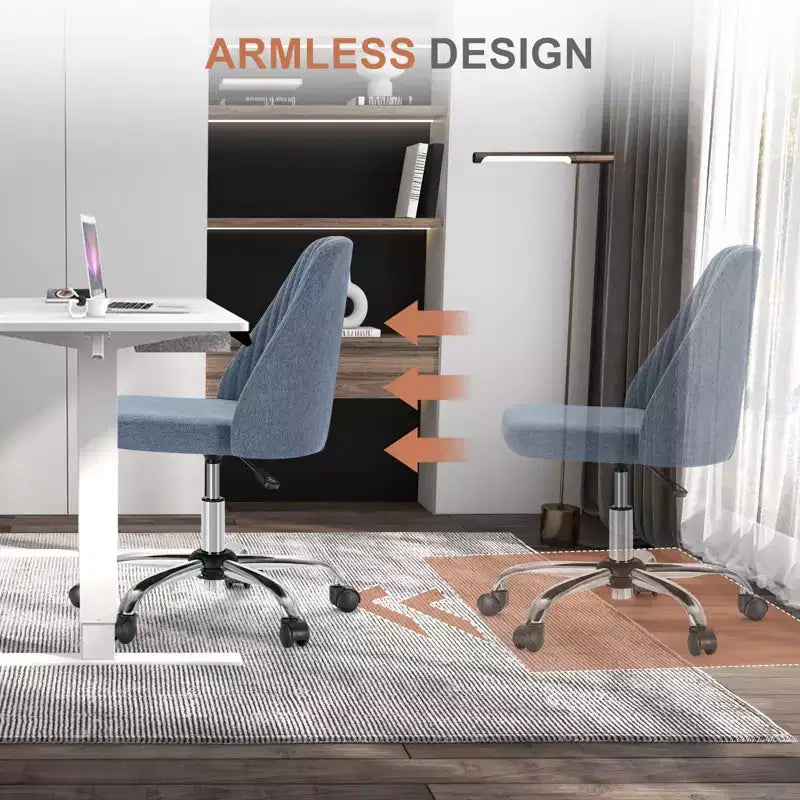 Chaise de bureau moderne sans accoudoirs : Pivotante, réglable, en tissu