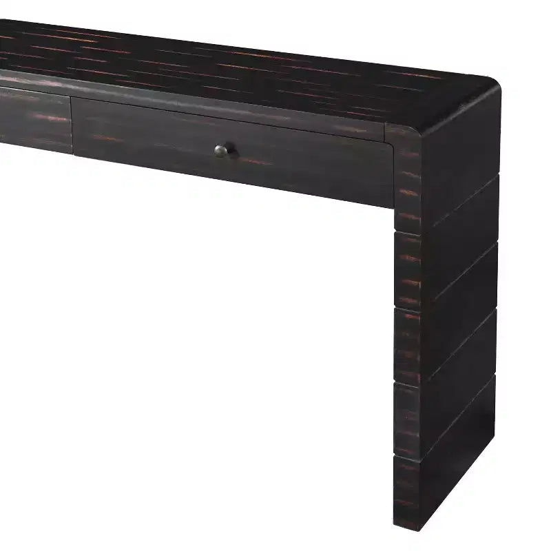 Table d'entrée en bois avec 2 tiroirs, console rustique de style ferme avec rangement