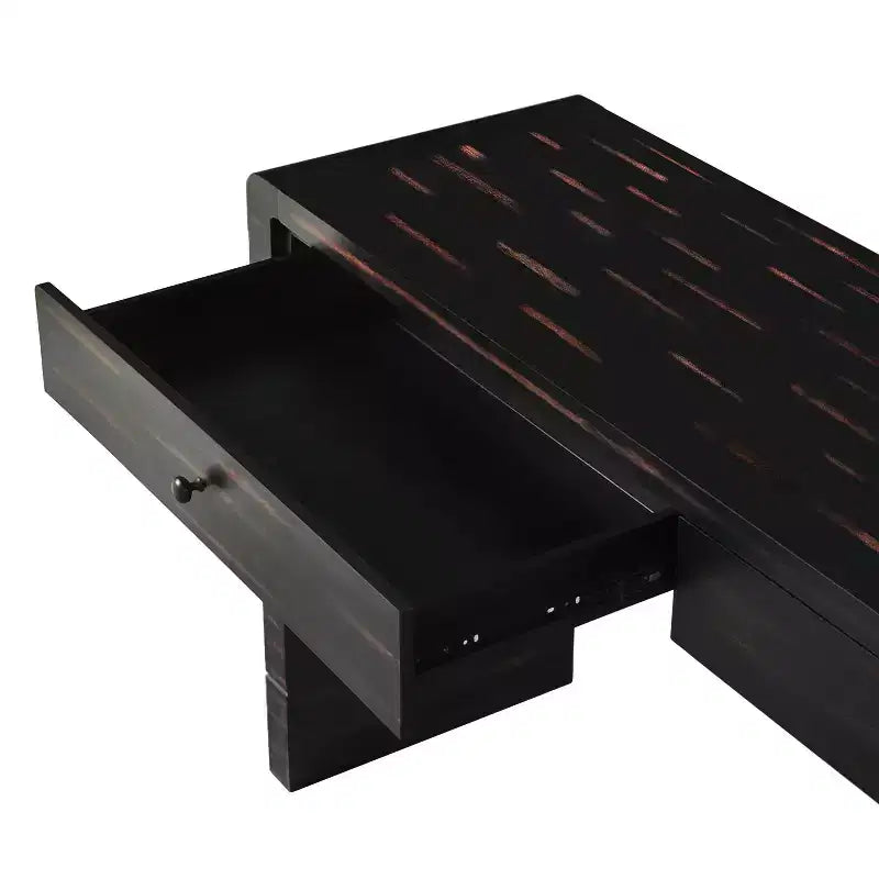 Table d'entrée en bois avec 2 tiroirs, console rustique de style ferme avec rangement