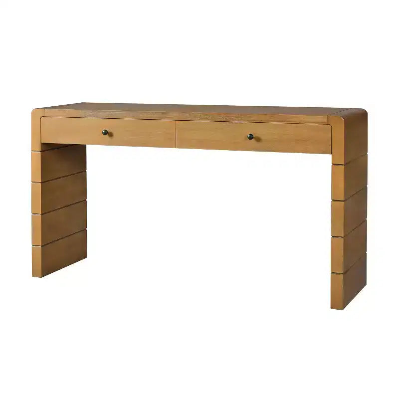Table d'entrée en bois avec 2 tiroirs, console rustique de style ferme avec rangement