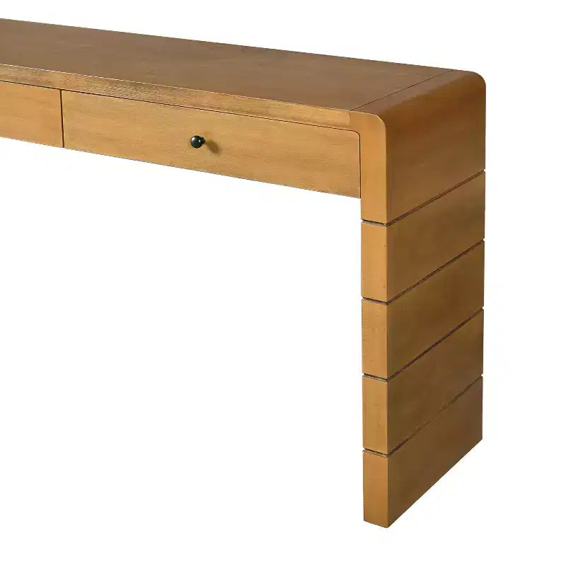 Table d'entrée en bois avec 2 tiroirs, console rustique de style ferme avec rangement