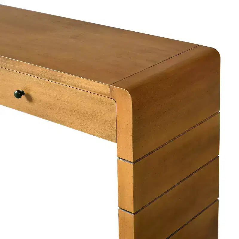 Table d'entrée en bois avec 2 tiroirs, console rustique de style ferme avec rangement