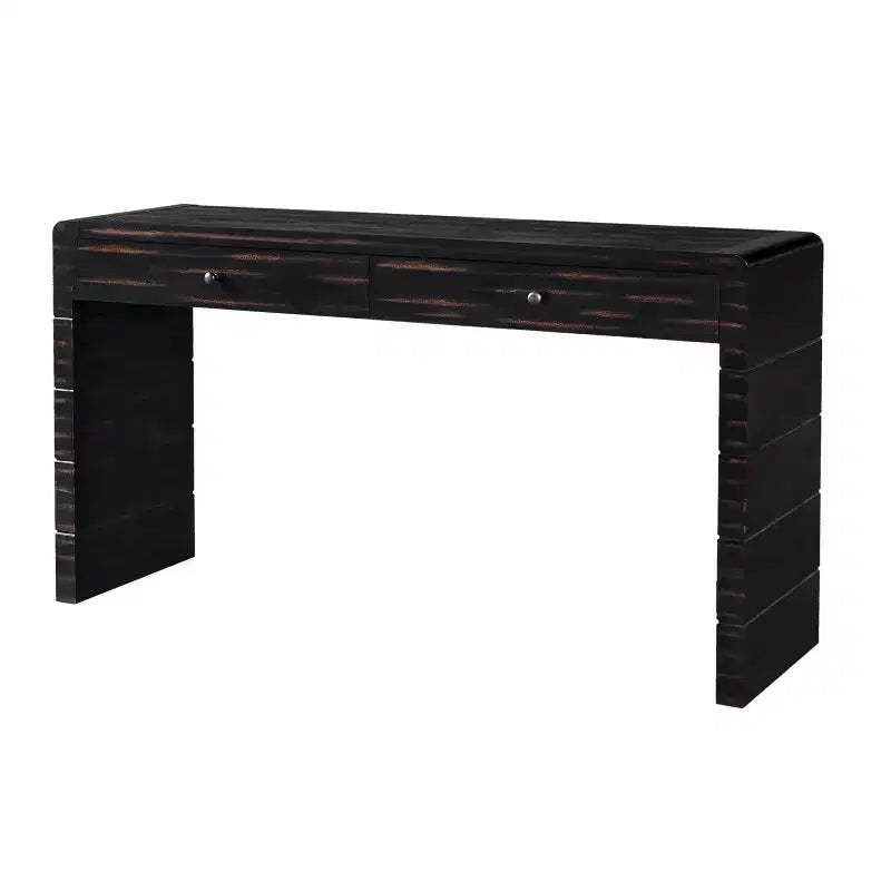 Table d'entrée en bois avec 2 tiroirs, console rustique de style ferme avec rangement