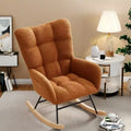 Rocking Chair Nursery, Teddy Upholstered Glider Chair with High Backrest, Armrest and Side Pockets, for Bedroom, Living Room