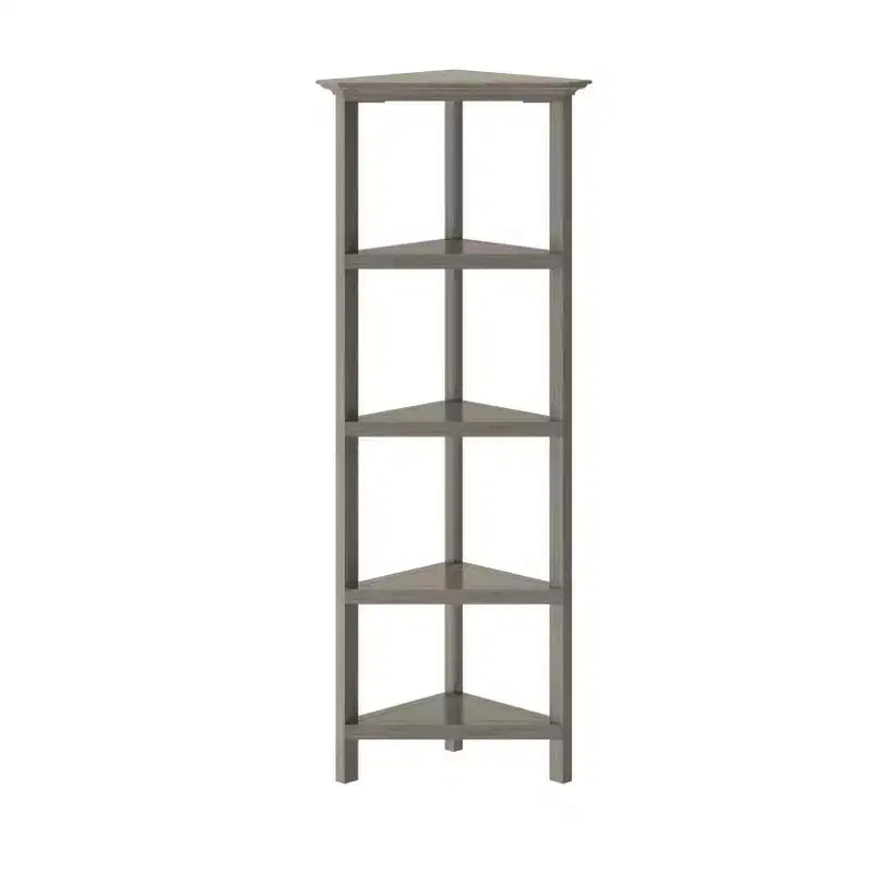 HomeRoots Gray Solid Wood Corner Bookcase