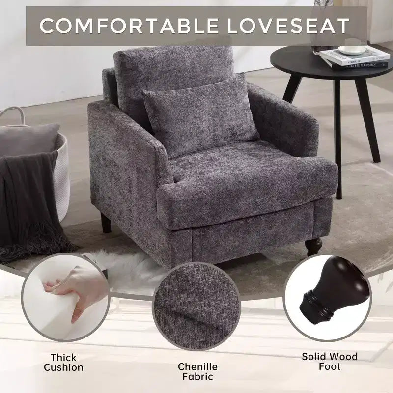 Fauteuil d'appoint moderne, cadre en bois, design capitonné, chaise longue de style milieu de siècle.