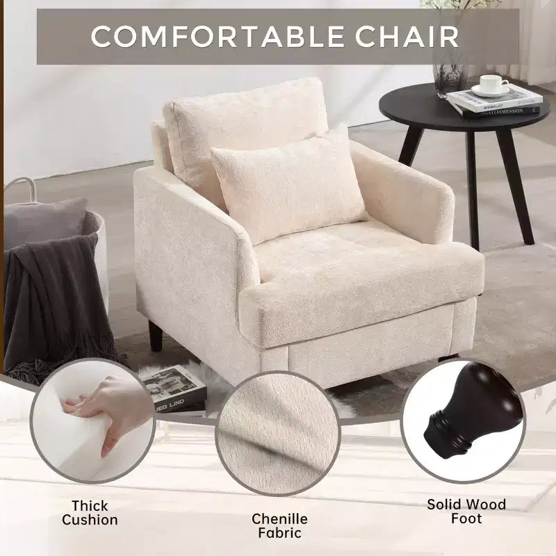 Fauteuil d'appoint moderne, cadre en bois, design capitonné, chaise longue de style milieu de siècle.