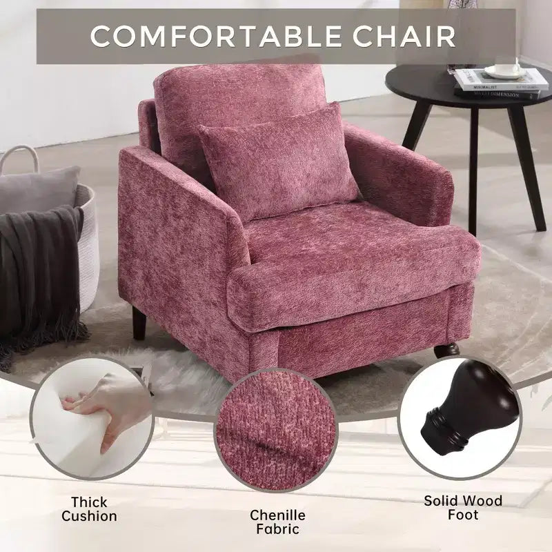 Fauteuil d'appoint moderne, cadre en bois, design capitonné, chaise longue de style milieu de siècle.