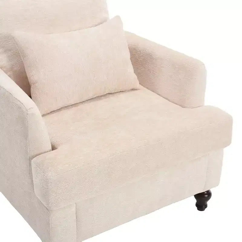 Fauteuil d'appoint moderne, cadre en bois, design capitonné, chaise longue de style milieu de siècle.