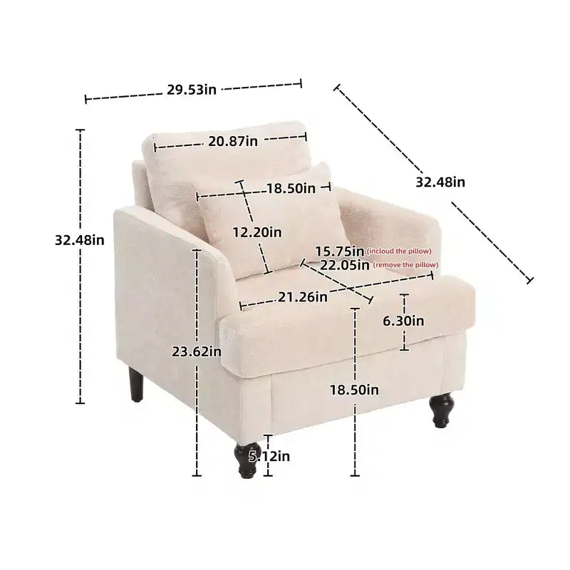 Fauteuil d'appoint moderne, cadre en bois, design capitonné, chaise longue de style milieu de siècle.