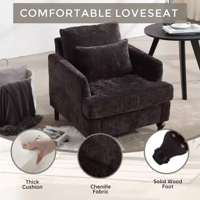 Fauteuil d'appoint moderne, cadre en bois, design capitonné, chaise longue de style milieu de siècle.