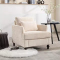 Modern Accent Armchair, Wood Frame, Tufted Club Chair Design, Mid Century Style Lounge Chair.